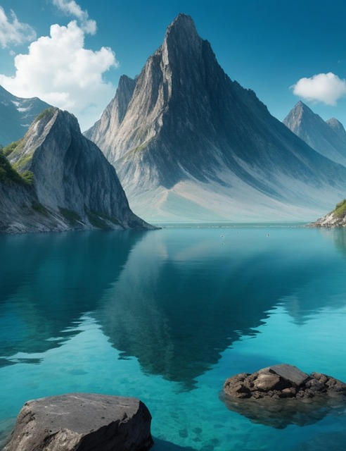 Free Mountain Ocean illustration and picture