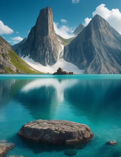 Free Mountain Ocean illustration and picture