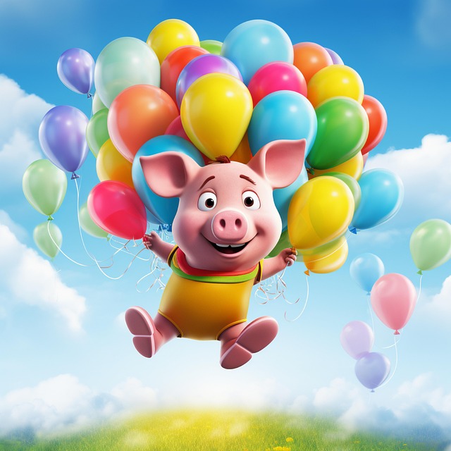 Free ai generated pig balloons illustration