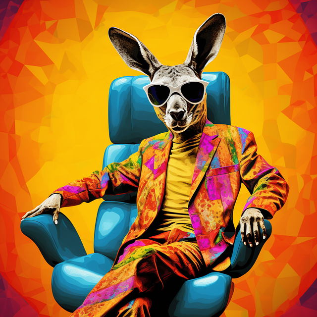 Free ai generated kangaroo pop art illustration