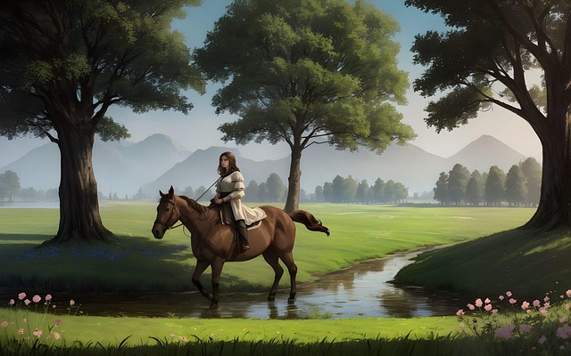 Free ai generated woman horseback illustration