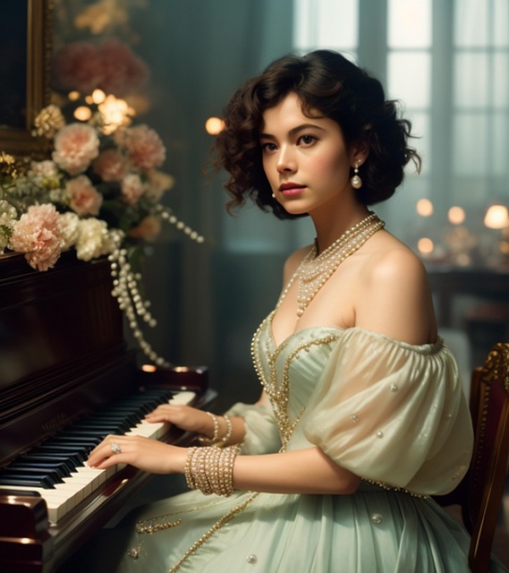 Download free HD stock image of Ai Generated Woman Free ai generated woman piano illustration