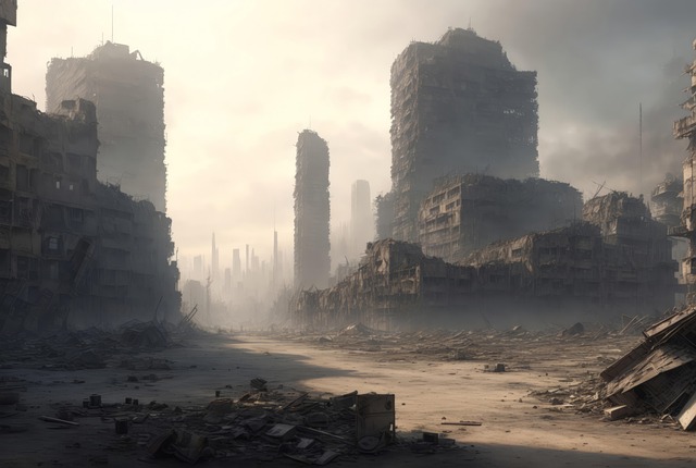 Free ai generated buildings destruction illustration
