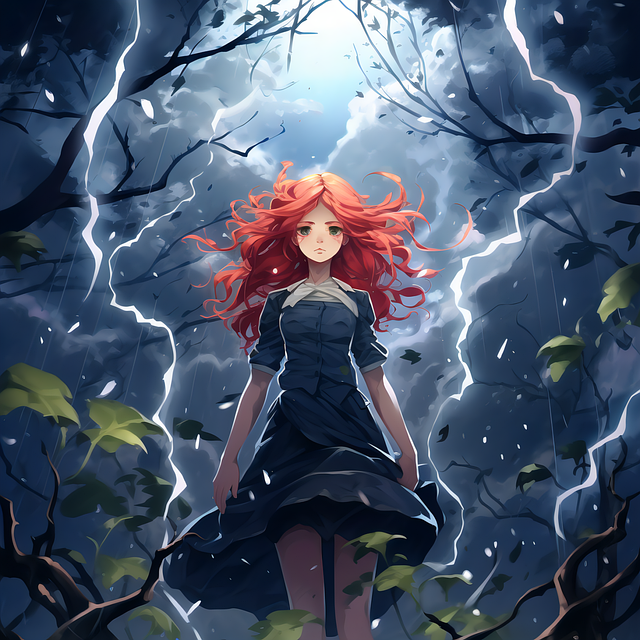 Ai Generiert, Frau, Sturm, Blitz, Natur