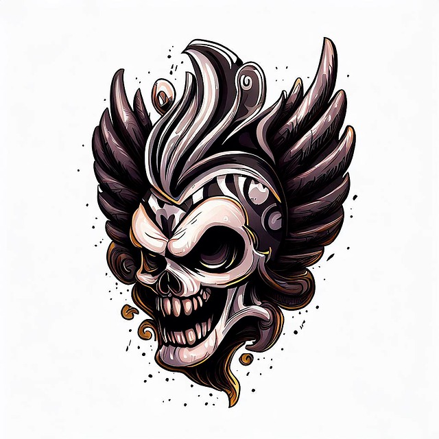 Free ai generated skull wings illustration