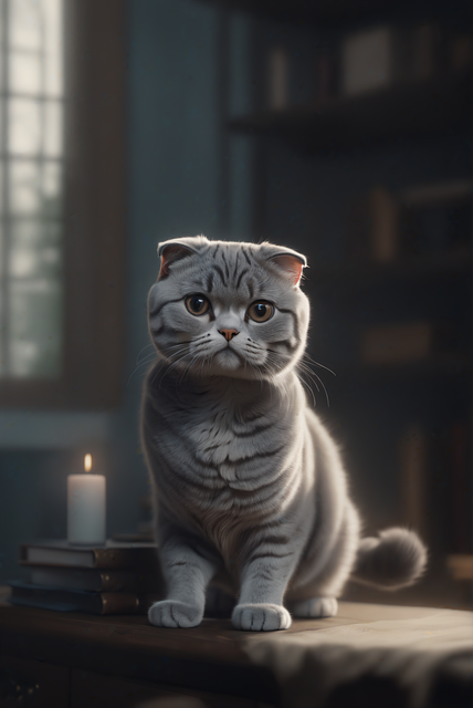 Free ai generated scottish fold cat illustration