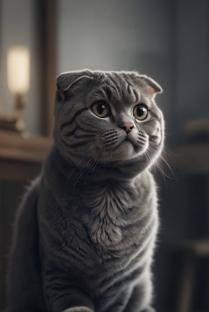 Free ai generated scottish fold cat illustration