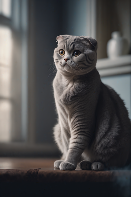 Free ai generated scottish fold cat illustration