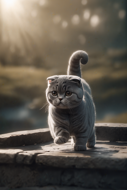 Free ai generated scottish fold cat illustration