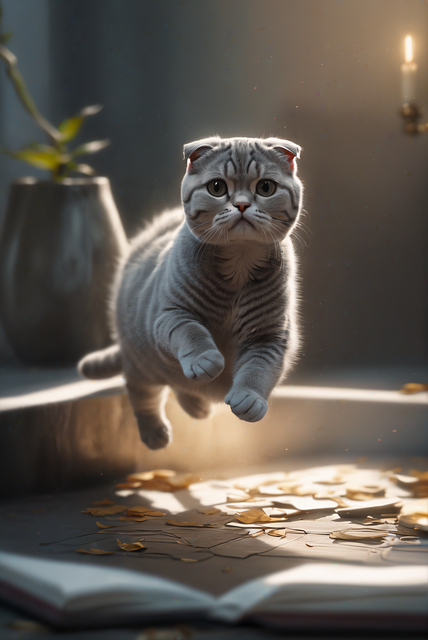 Free ai generated scottish fold cat illustration