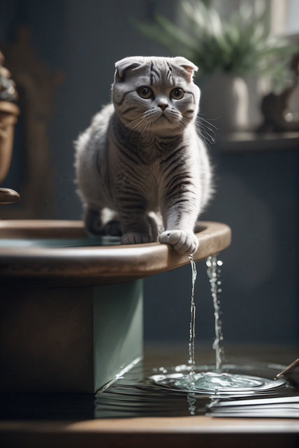 Free ai generated scottish fold cat illustration