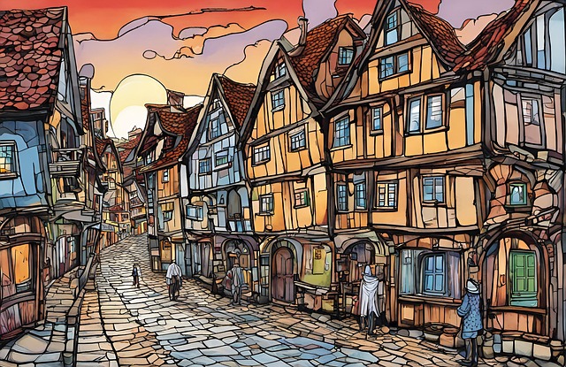 Free ai generated half-timbered houses buildings illustration