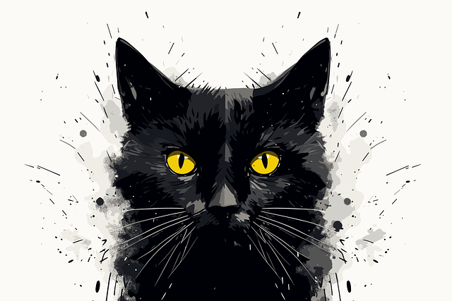 Free ai-generated feline black cat vector