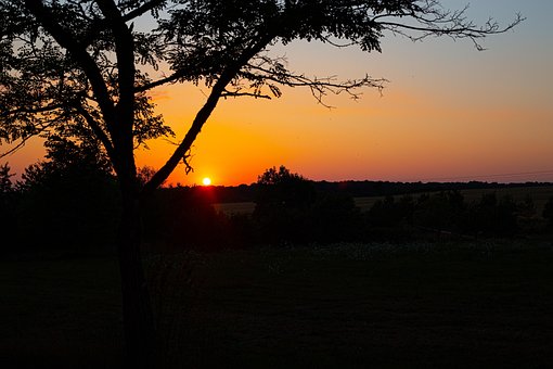 Solnedgang, Sommerlig, Nat, Varme, Natur