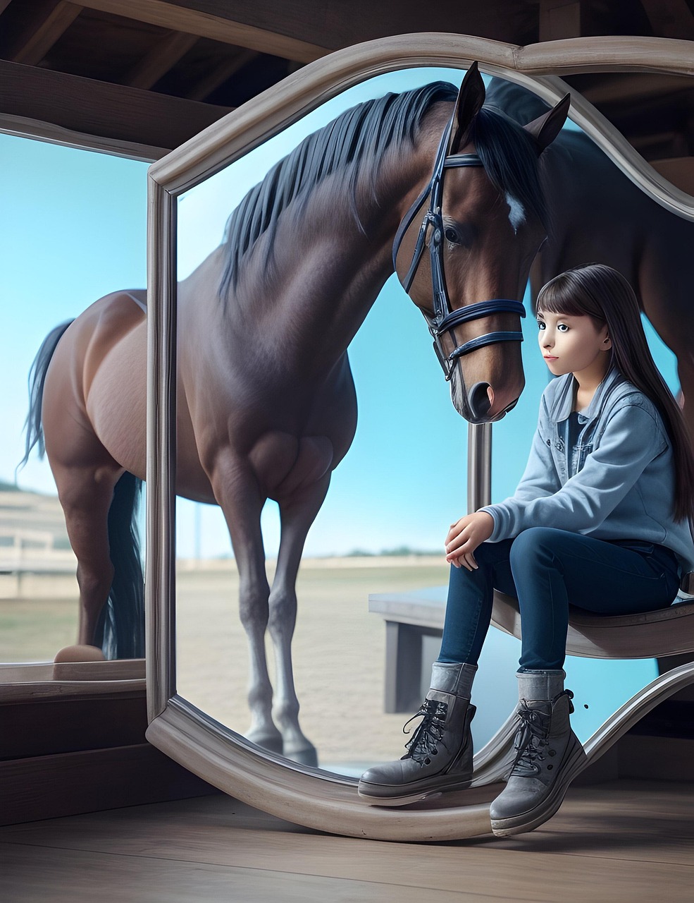 Download Horse And Girl Horse Animal RoyaltyFree Stock Illustration