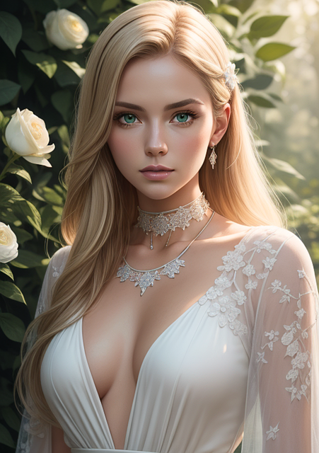 Free ai generated woman flowers illustration