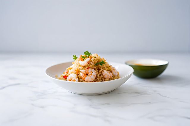 Free rice shrimps dish illustration