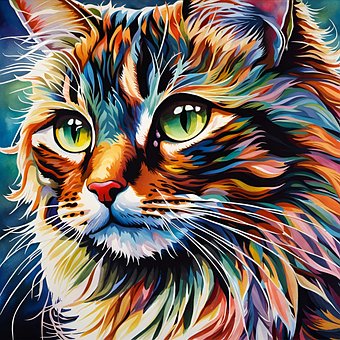 Akvarel, Kat, Digital Kunst, Kæledyr