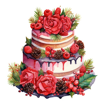 Aquarell, Weihnachten, Kuchen, Clip Art