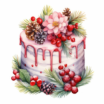 Aquarell, Weihnachten, Kuchen, Clip Art