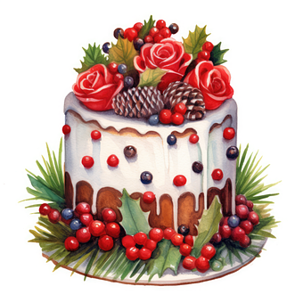 Aquarell, Weihnachten, Kuchen, Clip Art