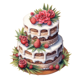 Aquarell, Weihnachten, Kuchen, Clip Art