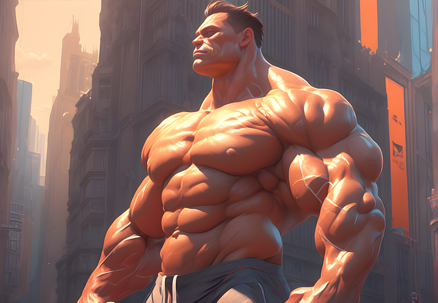 Free hypermasculine bodybuilder muscular illustration