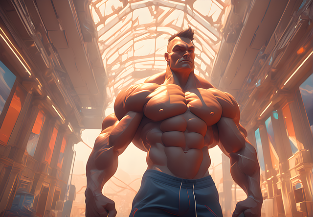 Free hypermasculine bodybuilder muscular illustration