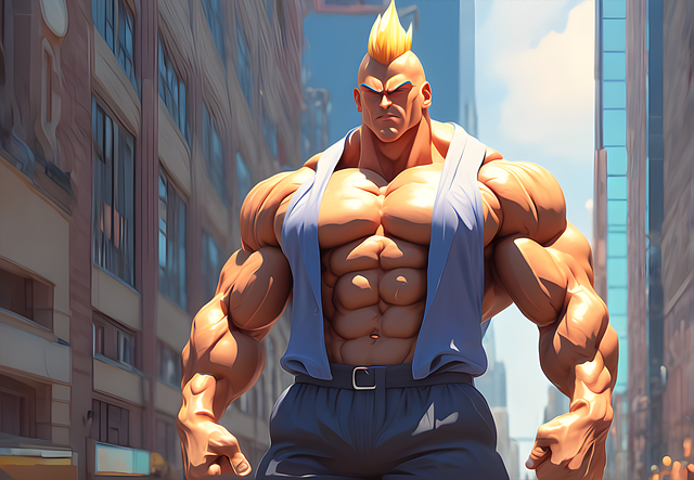Free hypermasculine bodybuilder muscular illustration