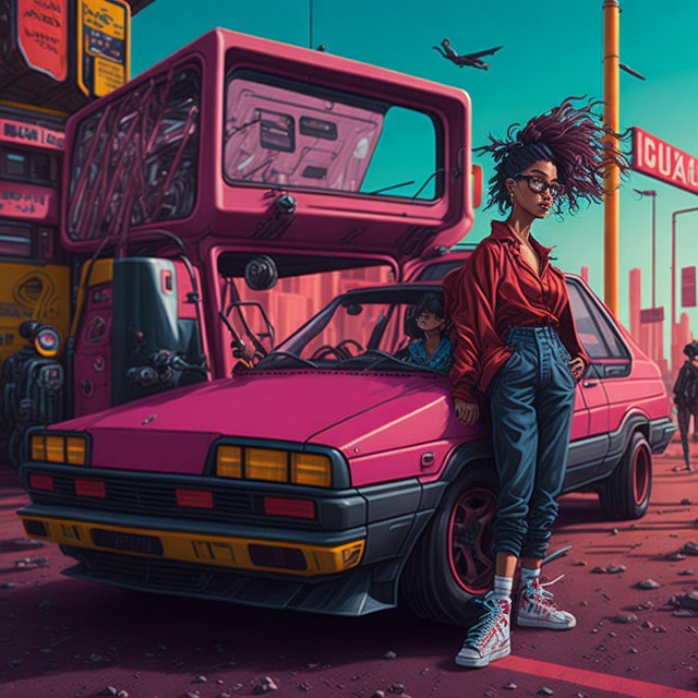 Free ai generated colorful car illustration