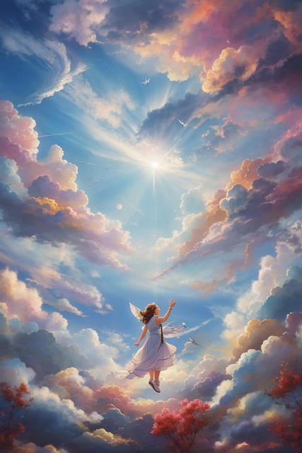 Himmel, Ai Generiert, Mädchen, Wolken