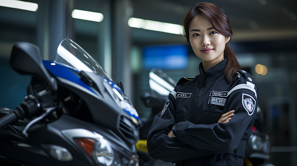 Ai Generiert, Frau, Polizei, Motorrad