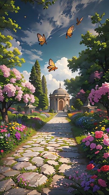 Free ai generated butterflies path illustration