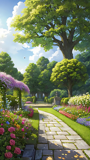 Free ai generated park flowers illustration