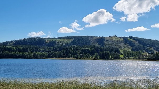 See, Berg, Wolken, Natur