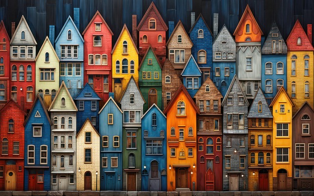 Free ai generated houses buildings illustration