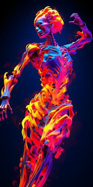 Free ai generated neon skeleton illustration