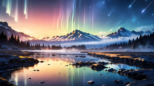 Free ai generated aurora night illustration