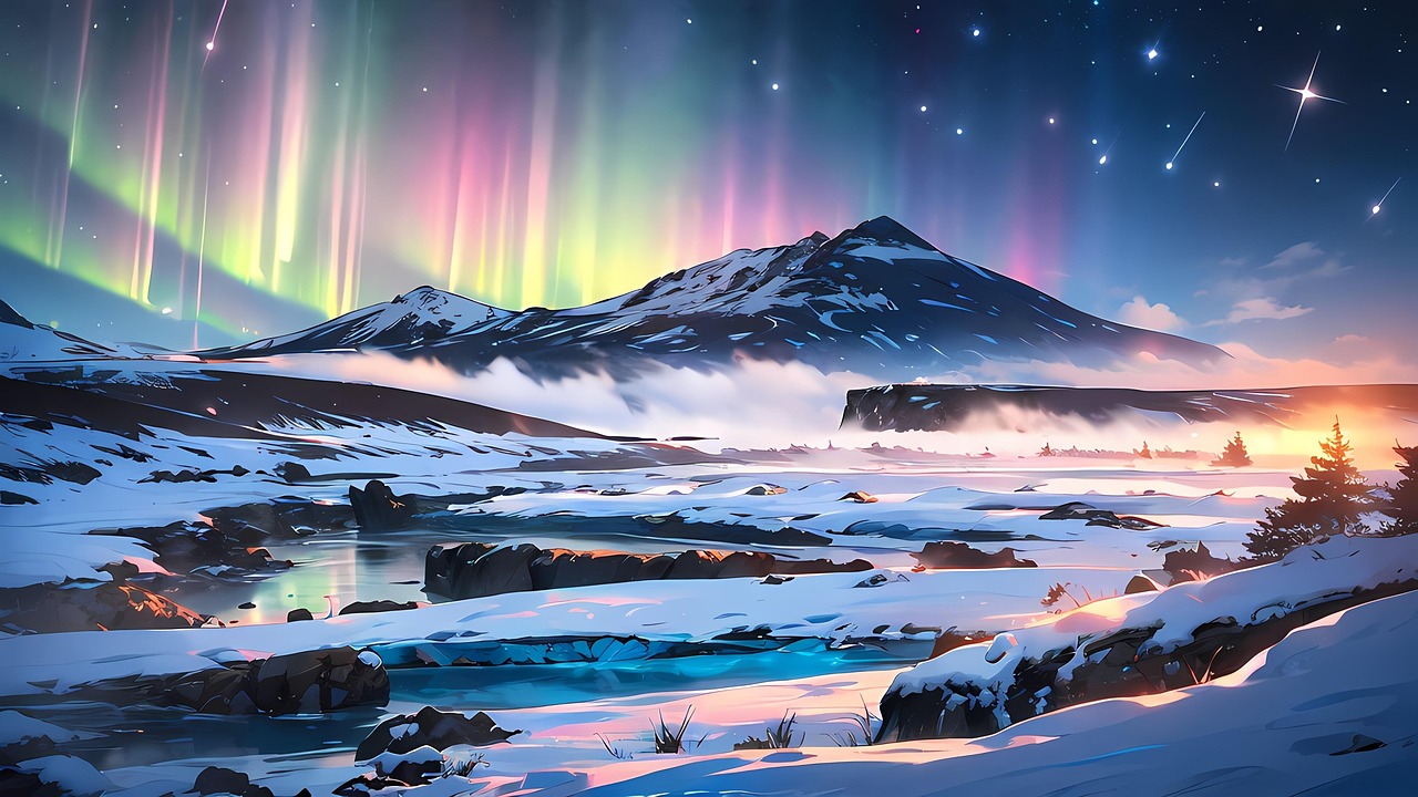 Free ai generated aurora night illustration