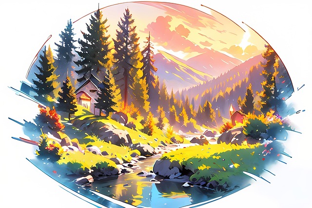 Free ai generated forest river illustration