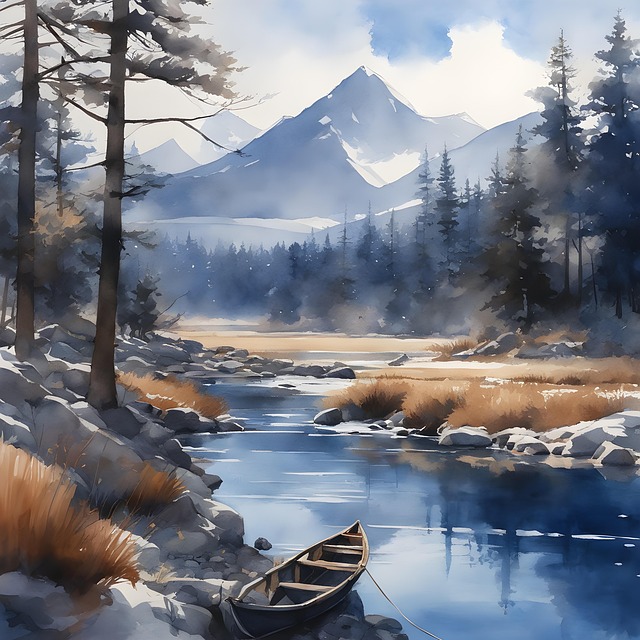 Free ai generated river forest illustration