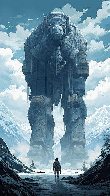 Free man conquest giant illustration
