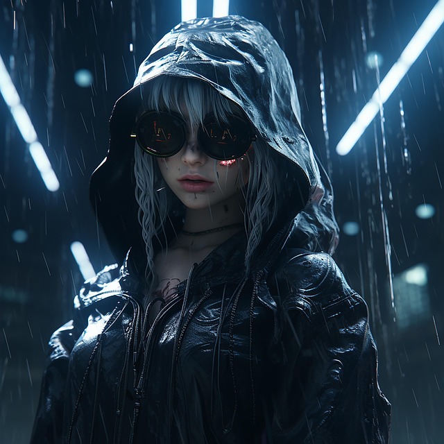 Free ai generated woman rain illustration