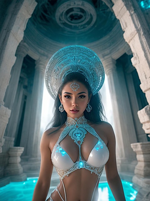 Ai产生的, 女士, 科幻, 幻想, 肖像, 模型, 摆姿势, 比基尼