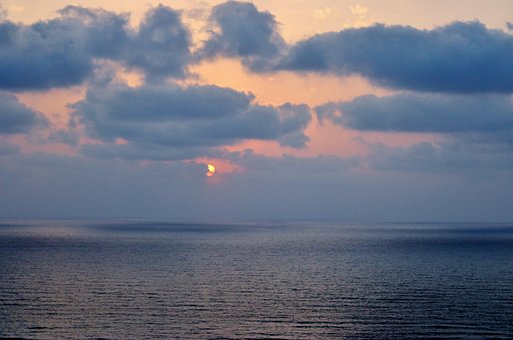 Atardecer, Cielo, Nubes, Sol, Playa, Mar