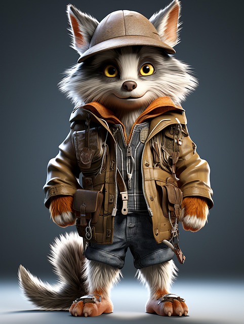 Free animal raccoon cartoon character illustration