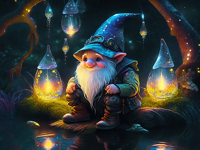 Free gnome night lamps illustration