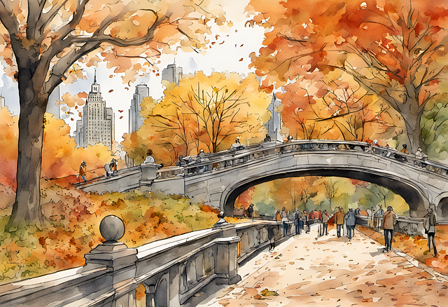 Free ai generated central park fall illustration