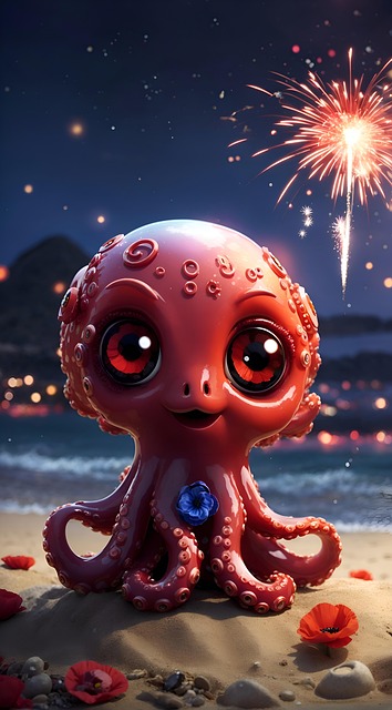 Free ai generated octopus fireworks illustration