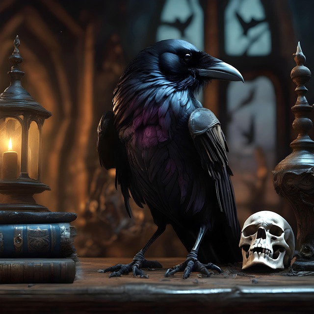 Free ai generated raven black illustration